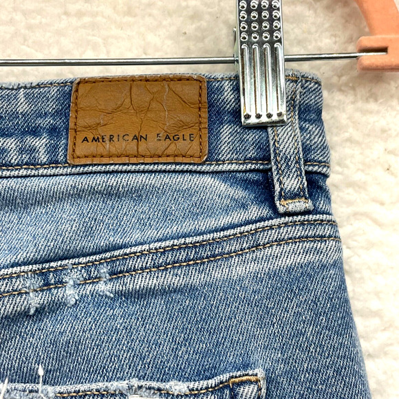 American Eagle Jeans Womens 6 Blue Mom Straight Jean Distressed Denim High Rise - Picture 8 of 13